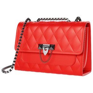 Quilted Shoulder Bags Faux Leather Crossbody Bags for Women Red
